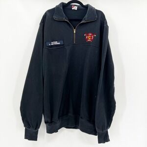 Vintage Black Firefighter Captain Uniform Quarter Zip Sweatshirt